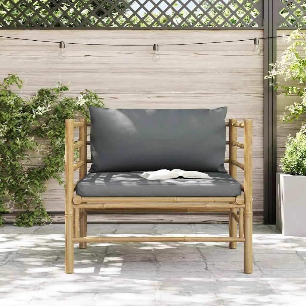Garden Sofa Modular Outdoor Lounge Seating Dark Grey Cushions
