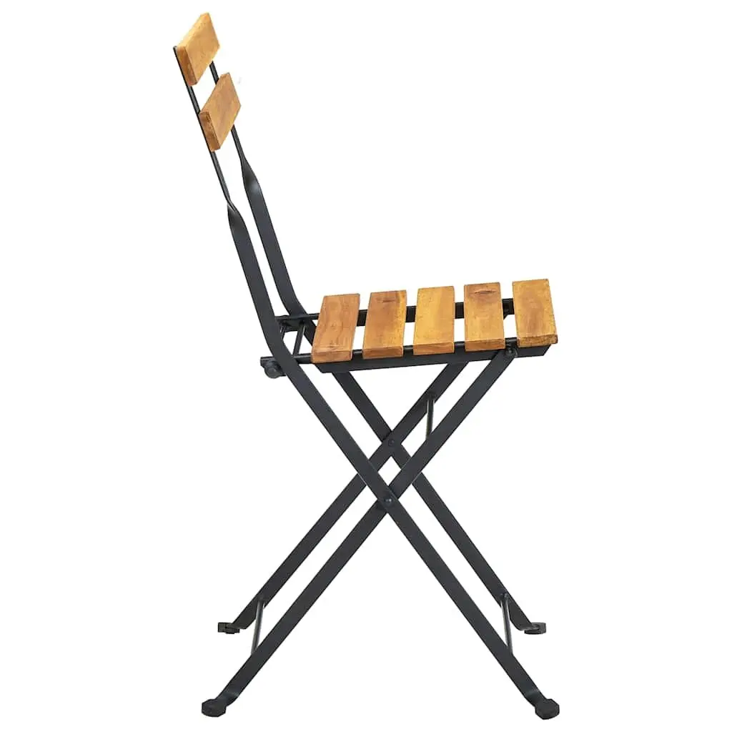 Folding Bistro Chairs Set of 4 Garden Seating Solid Acacia Wood Brown
