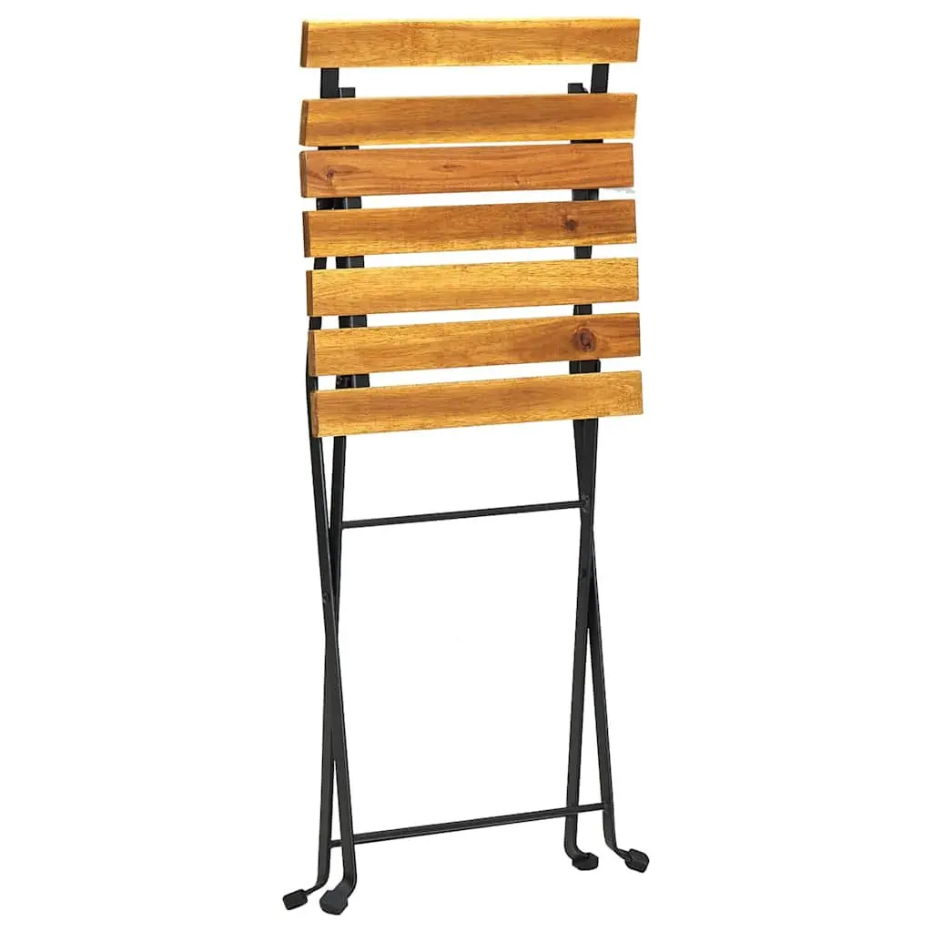Folding Bistro Chairs Set of 4 Garden Seating Solid Acacia Wood Brown