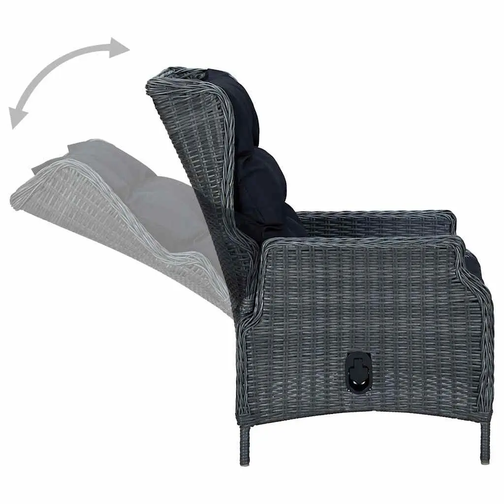 Reclining Garden Chair Outdoor Lounger Adjustable Backrest Grey