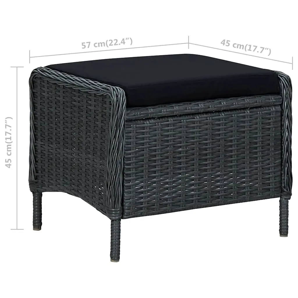 Reclining Garden Chair Outdoor Lounger Adjustable Grey with Footstool