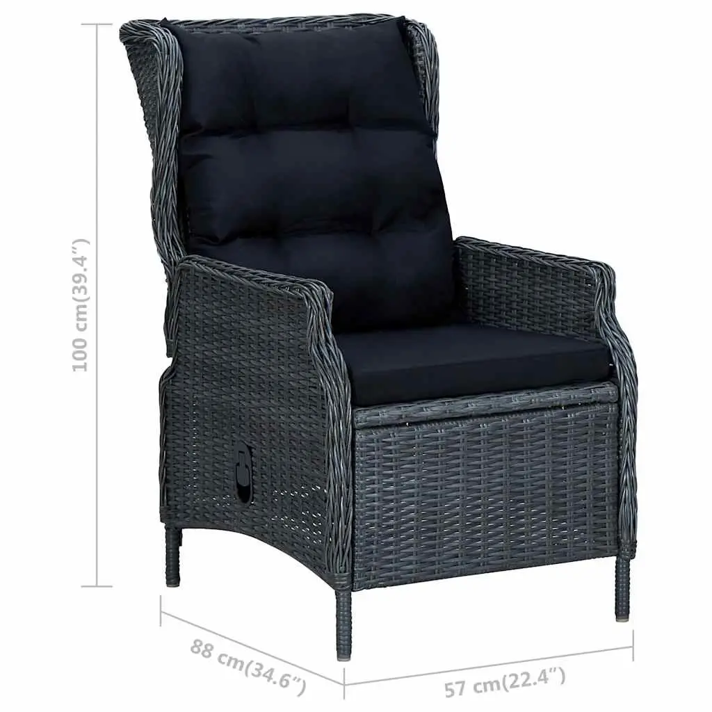 Reclining Garden Chair Outdoor Lounger Adjustable Grey with Footstool
