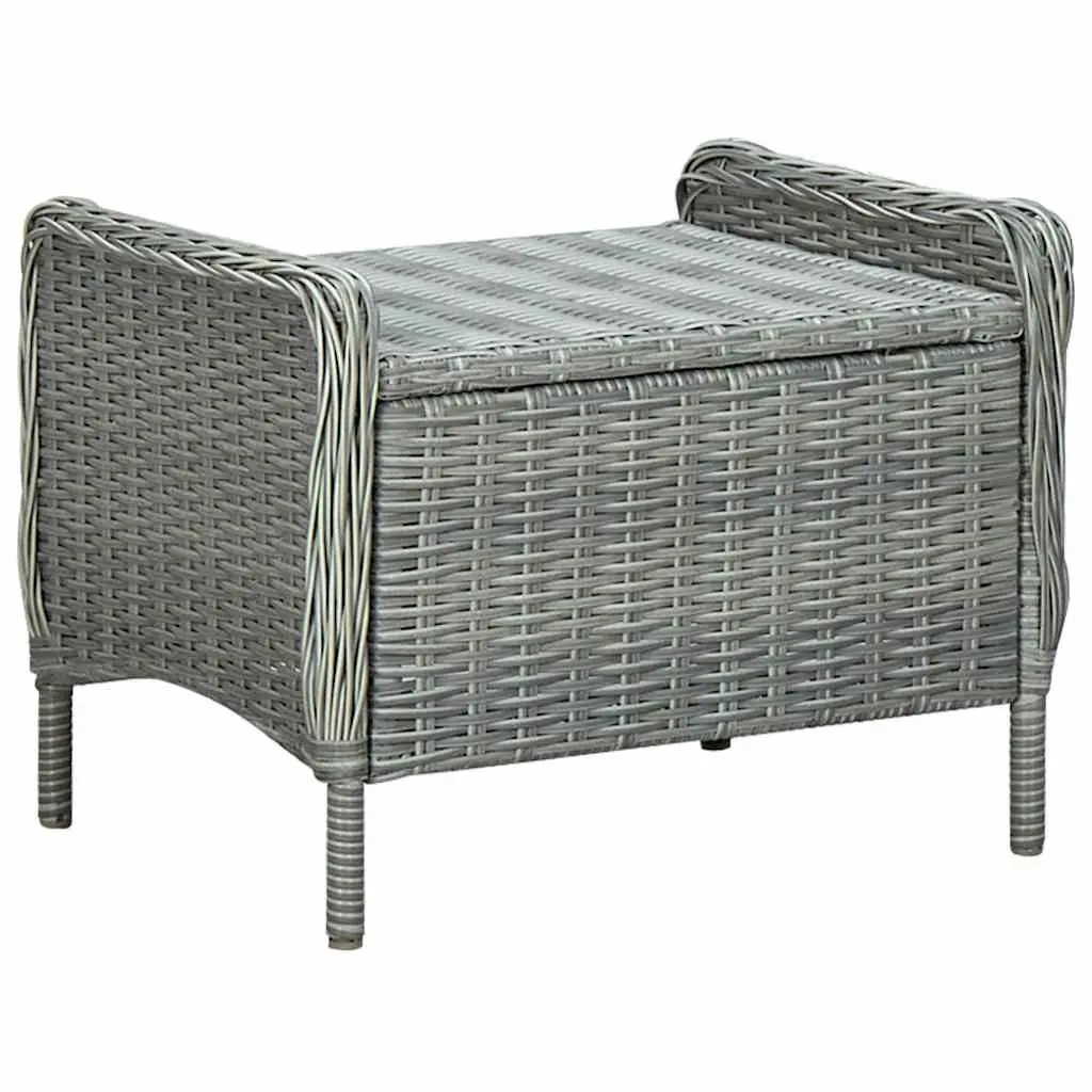 Reclining Garden Chair Outdoor Lounger with Footstool Grey Poly Rattan