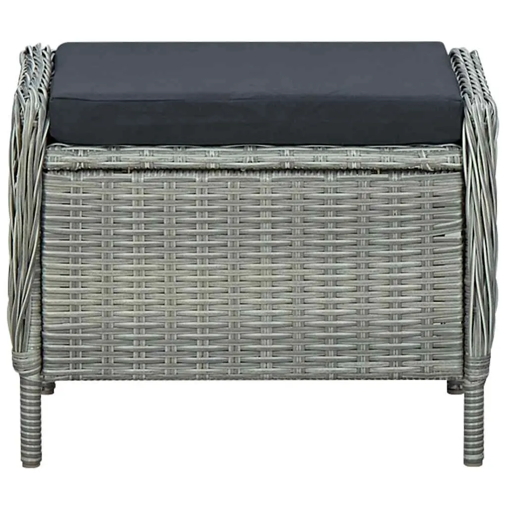 Reclining Garden Chair Outdoor Lounger with Footstool Grey Poly Rattan