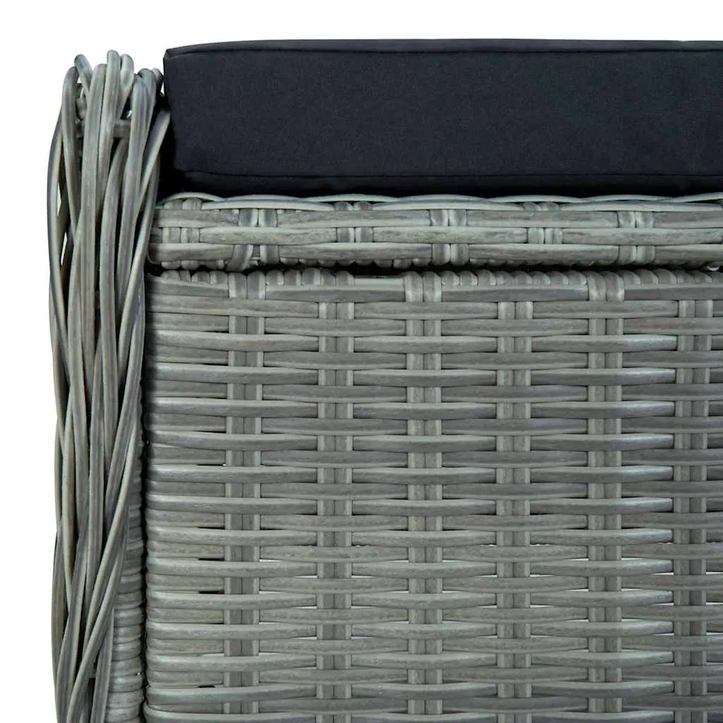 Reclining Garden Chair Outdoor Lounger with Footstool Grey Poly Rattan