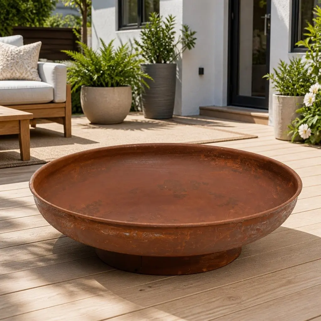 Fire Pit 57 cm Steel Outdoor Fireplace Bowl Brown