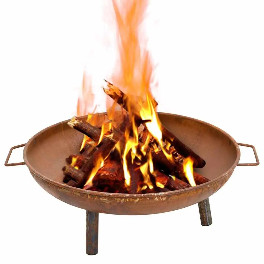 Steel Fire Pit Outdoor Heating Decorative Bowl 67.5x58x22.5 cm Brown