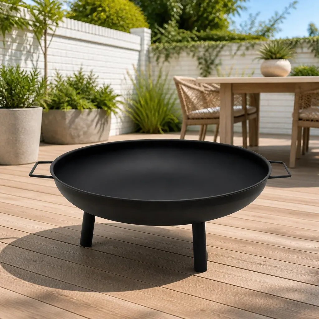 Fire Pit Outdoor Heating 67.5x58x22.5 cm Steel Black Bowl