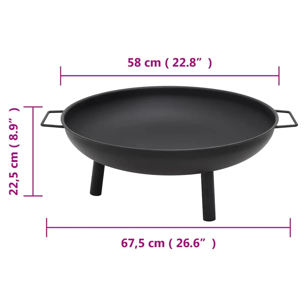 Fire Pit Outdoor Heating 67.5x58x22.5 cm Steel Black Bowl