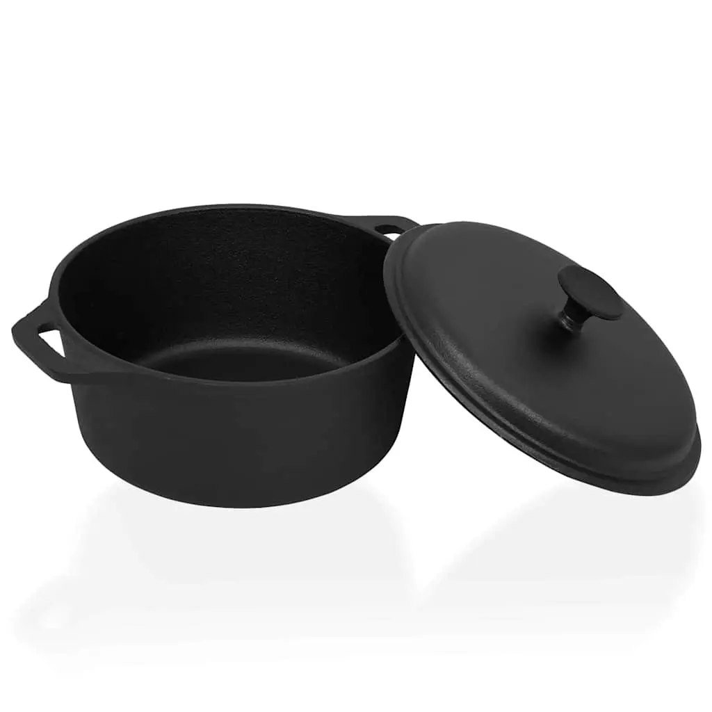 Cast Iron Stock Pot Stew Casserole 26.5cm Black