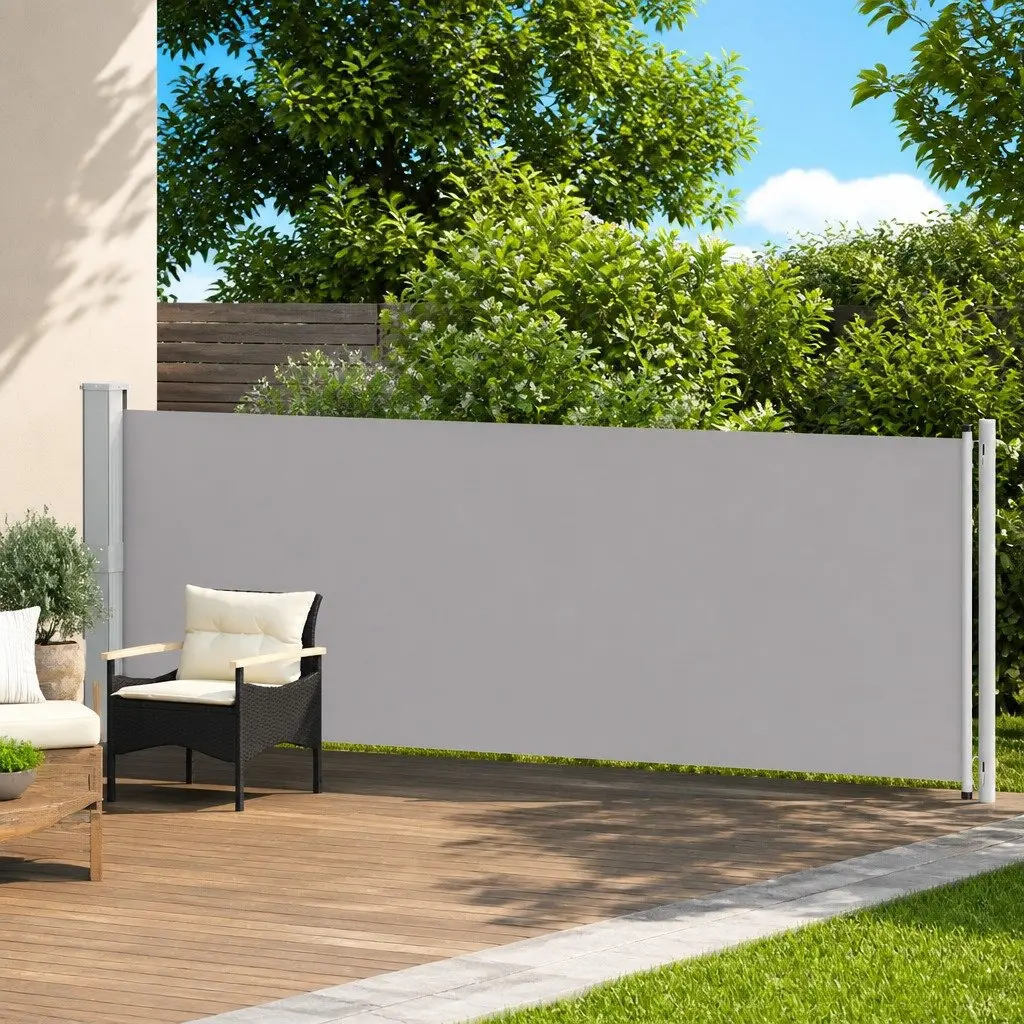 Retractable Side Awning Outdoor Sunshade Privacy Screen 140x600cm Grey