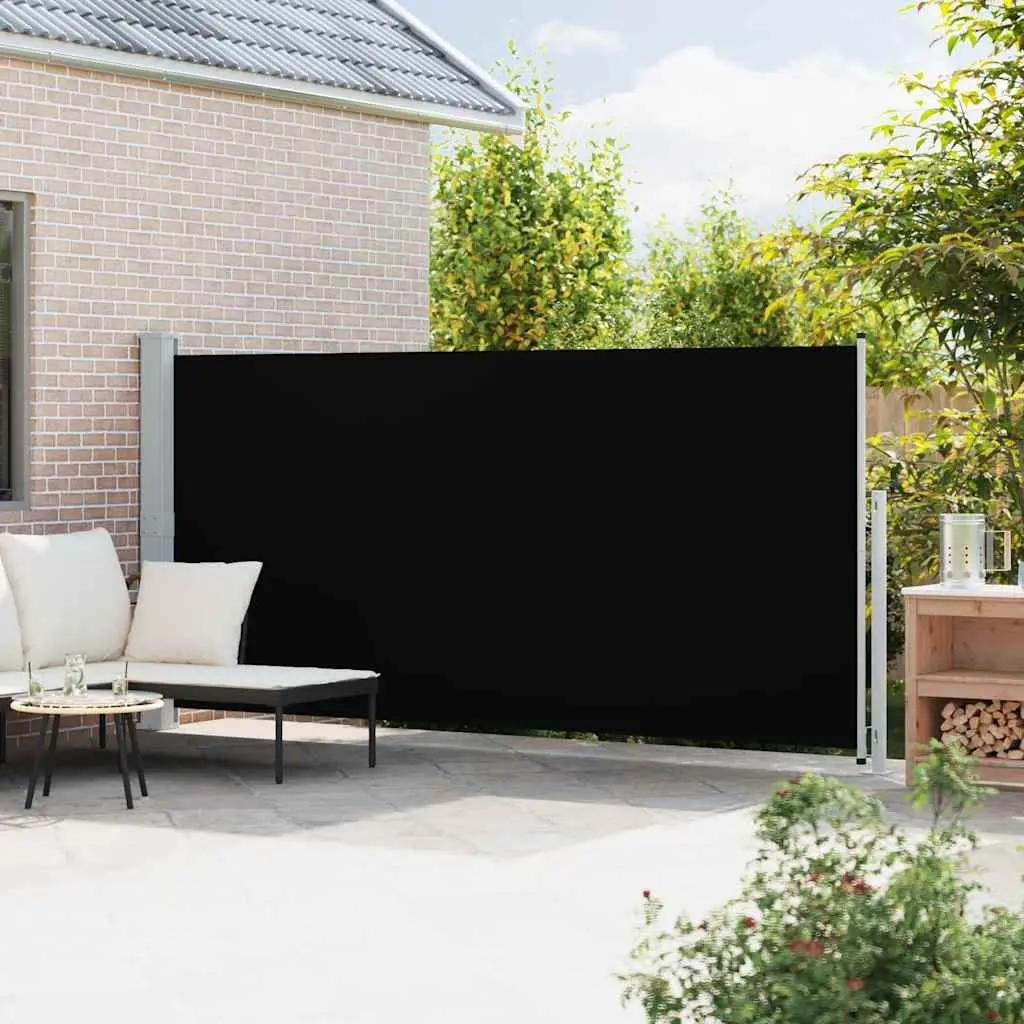 Retractable Side Awning Outdoor Privacy Screen 180x500cm Black