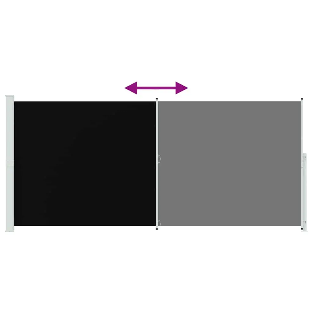 Retractable Side Awning Outdoor Privacy Screen 220x500cm Black