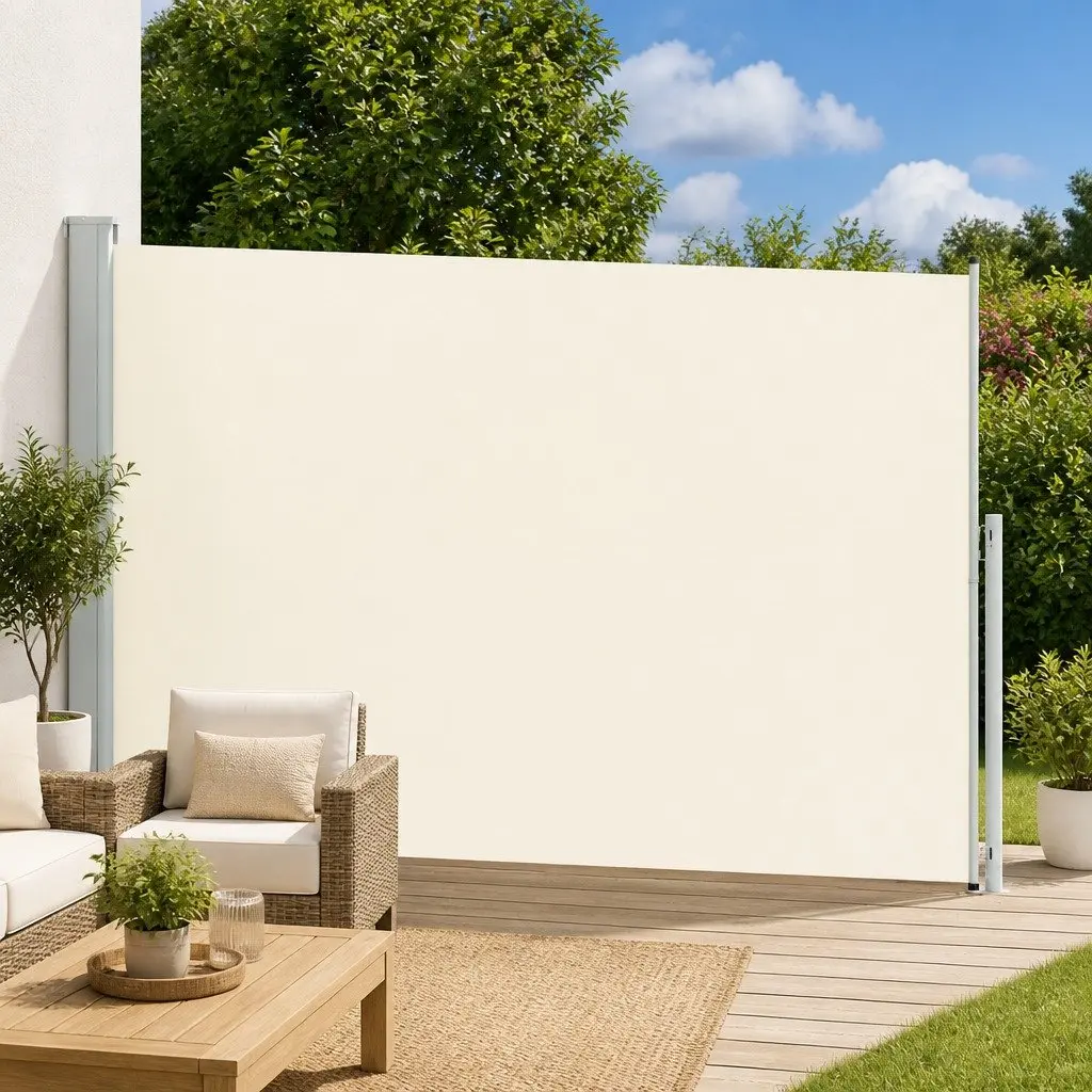Retractable Side Awning Outdoor Privacy Screen 220x500cm Cream