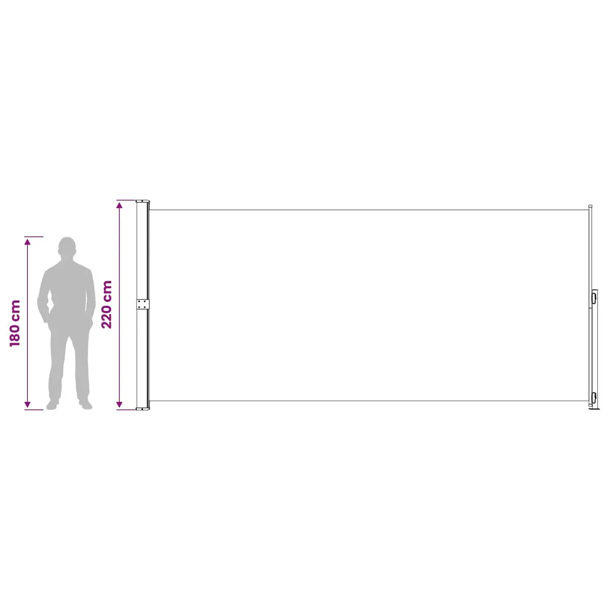 Retractable Side Awning Outdoor Privacy Screen 220x500cm Cream