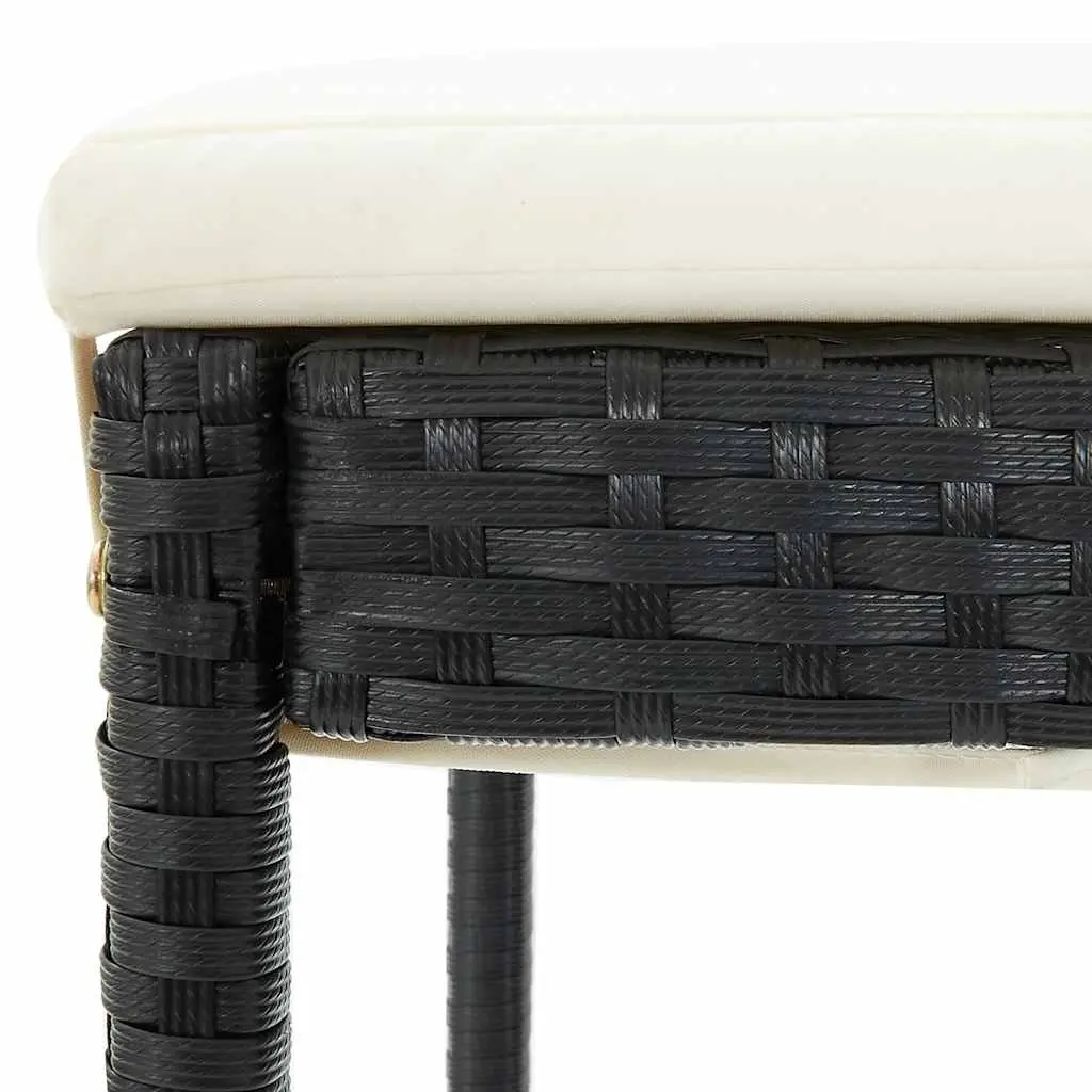 Bar Stools Outdoor Garden Seating 2 Piece Black UV Resistant Poly Rattan