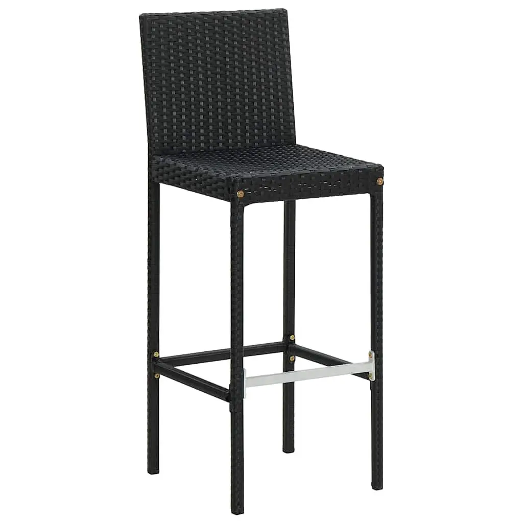 4-Piece Black Poly Rattan Bar Stool Set