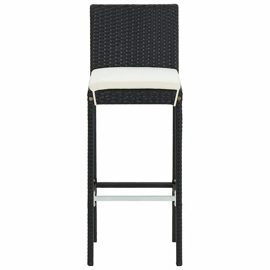 4-Piece Black Poly Rattan Bar Stool Set