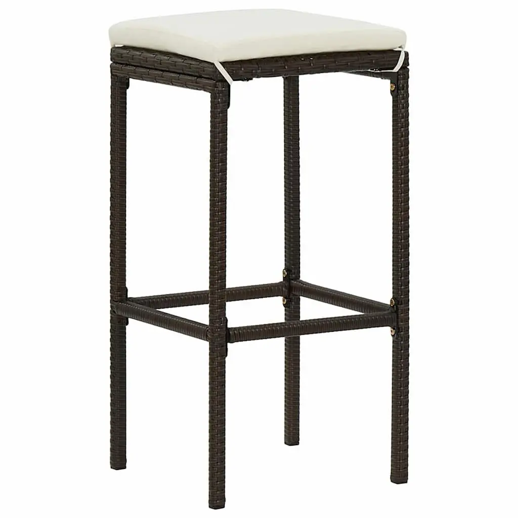 Bar Stools with Cushions 3 pcs Brown Rattan Counter Height Dining Chair Set