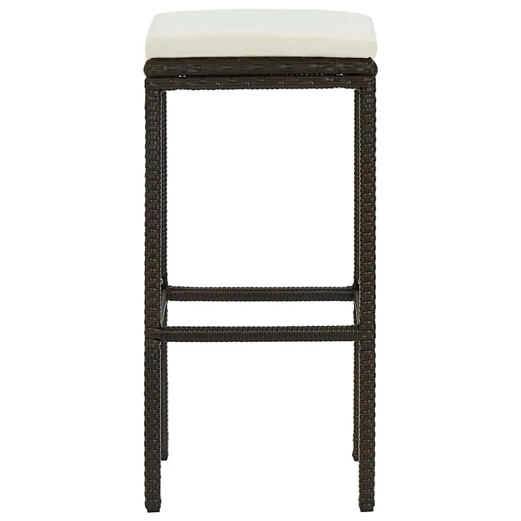 Bar Stools with Cushions 3 pcs Brown Rattan Counter Height Dining Chair Set