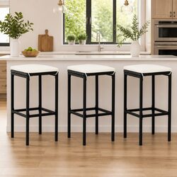 Comfortable Black Cushioned Bar Stools, Set of 3