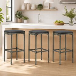 Comfortable and Practical Set of 3 Grey Bar Stools