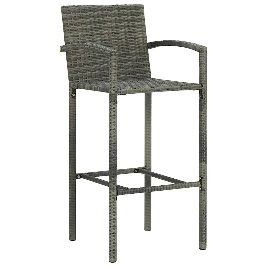 Grey Rattan Outdoor Bar Stools Set of 2