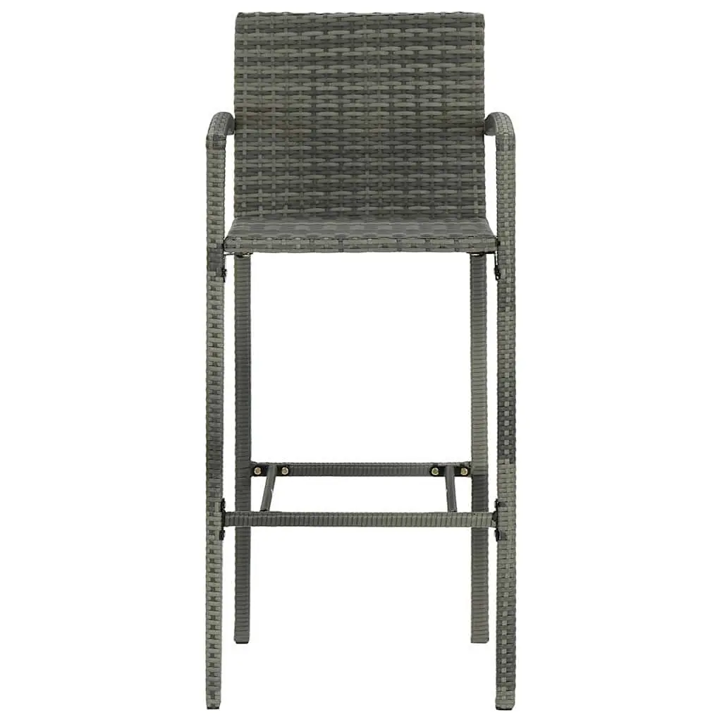 Grey Rattan Outdoor Bar Stools Set of 2