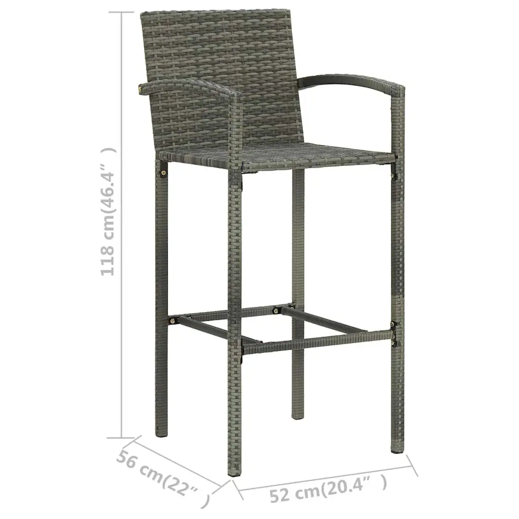 Outdoor Bar Stools Garden Seating 4 Pieces Grey PE Rattan