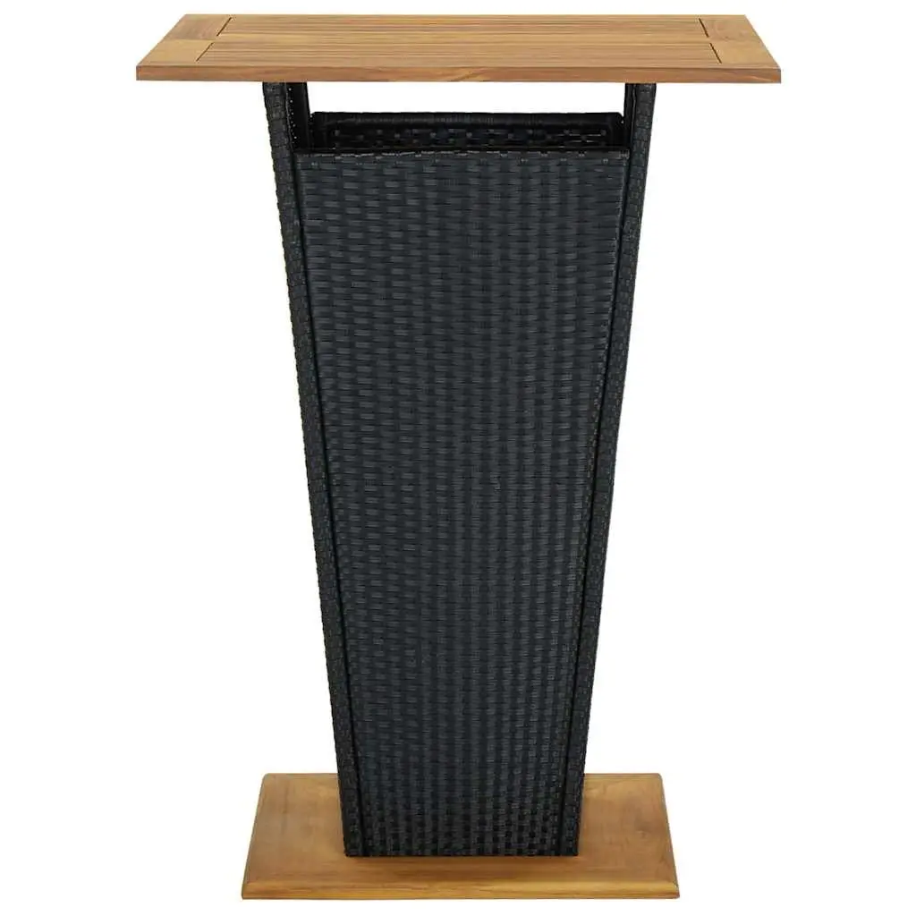 Black Outdoor Bar Table Poly Rattan Garden Counter Height Dining Furniture