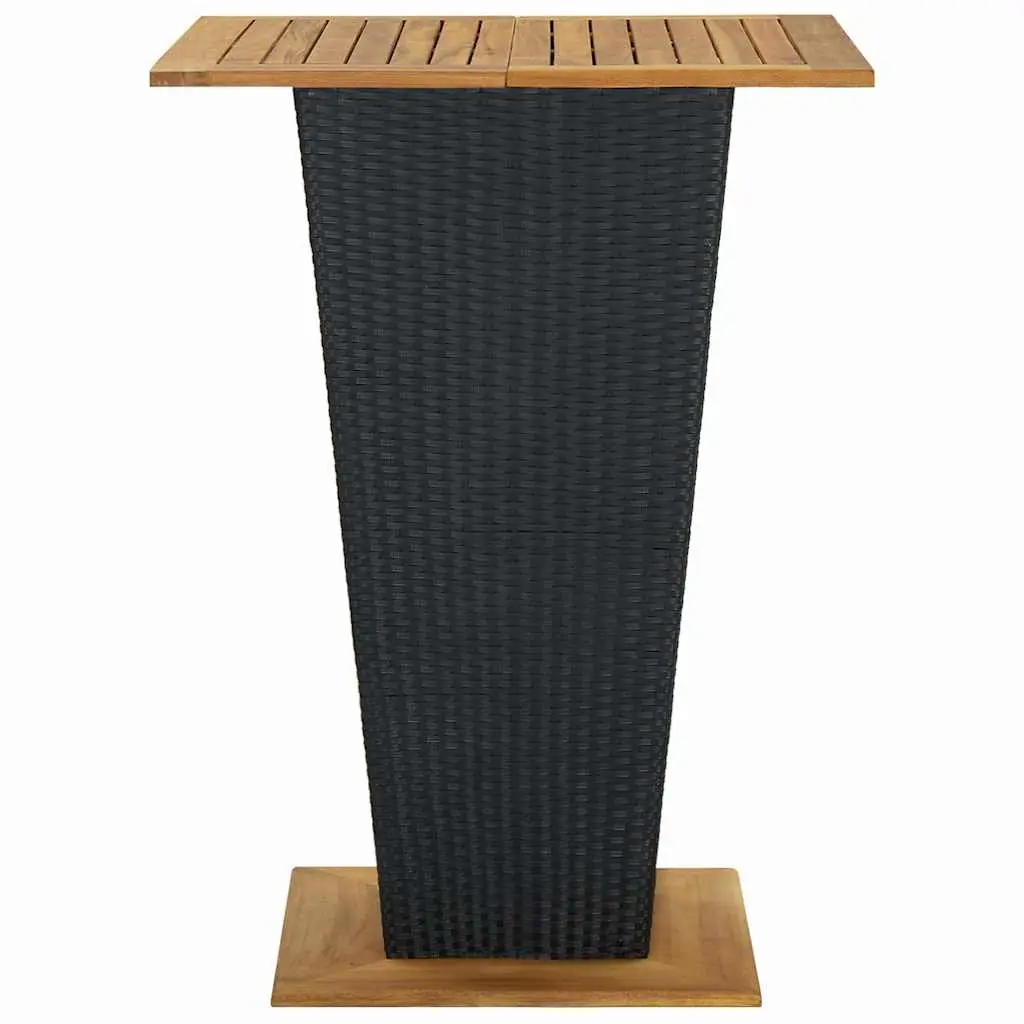 Black Outdoor Bar Table Poly Rattan Garden Counter Height Dining Furniture