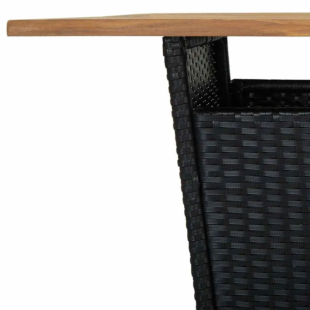 Black Outdoor Bar Table Poly Rattan Garden Counter Height Dining Furniture