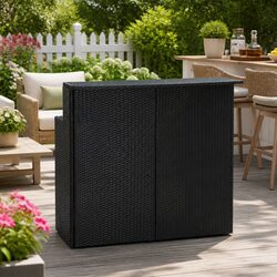 Reliable Outdoor Bar Table in Black with Storage Features