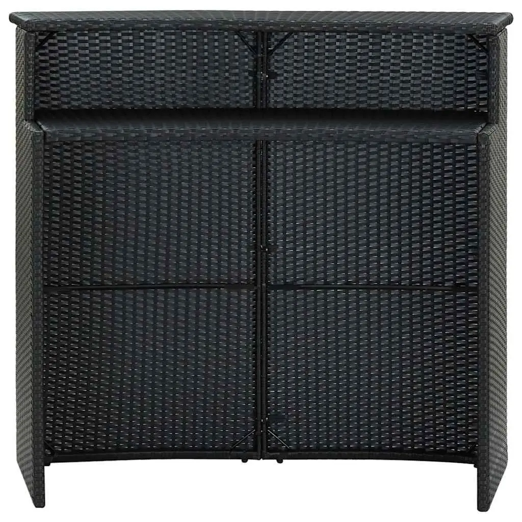 Outdoor Bar Table Black Counter Height 2-Tier Design Garden Patio Furniture