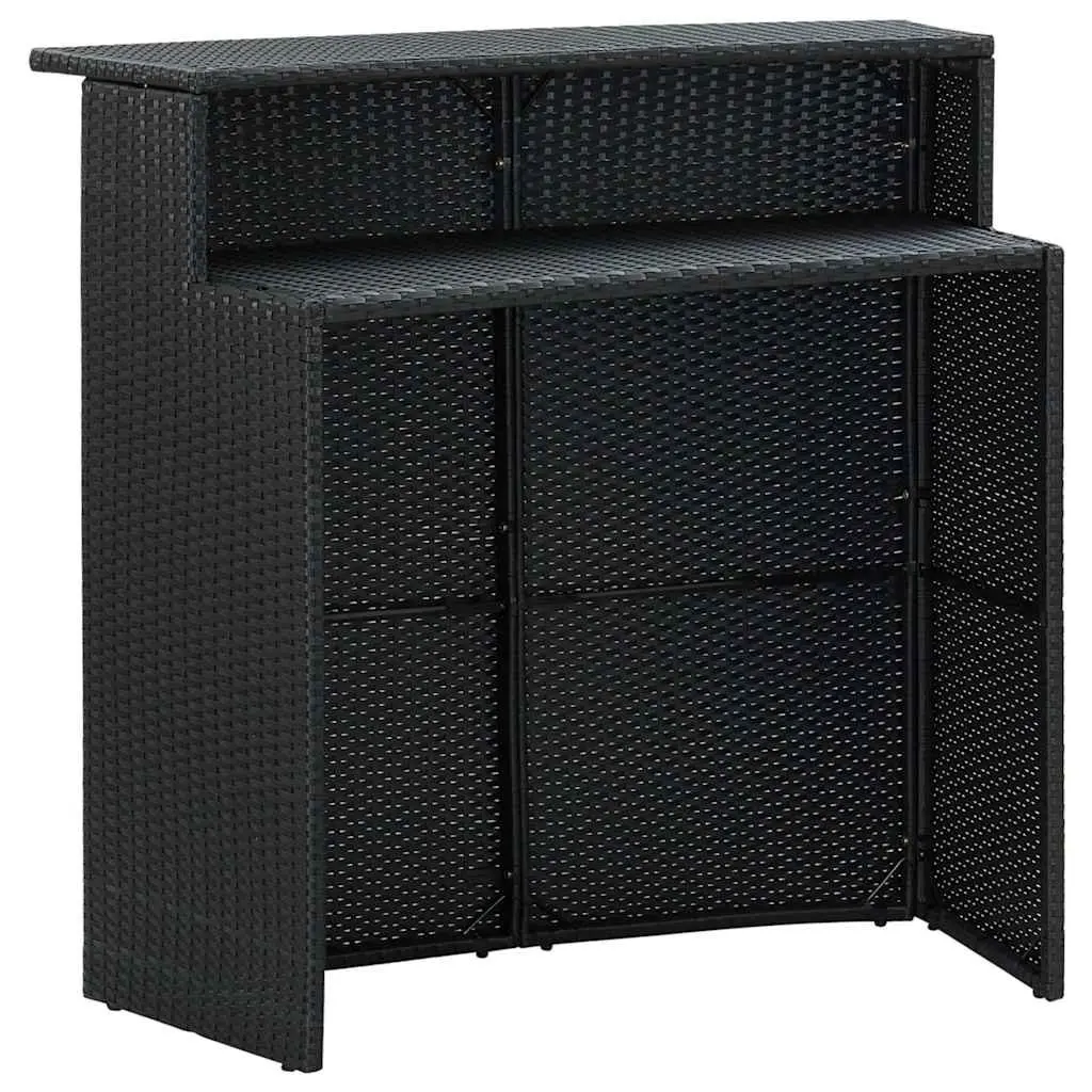 Outdoor Bar Table Black Counter Height 2-Tier Design Garden Patio Furniture