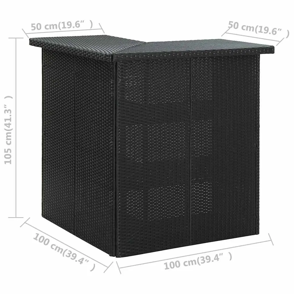 Corner Bar Table Black with Storage Shelves 100 x 50 x 105 cm