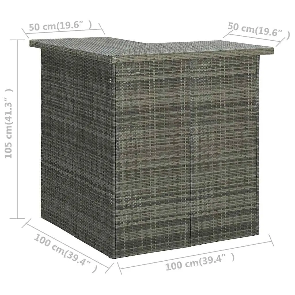 Grey Corner Bar Table with Shelves