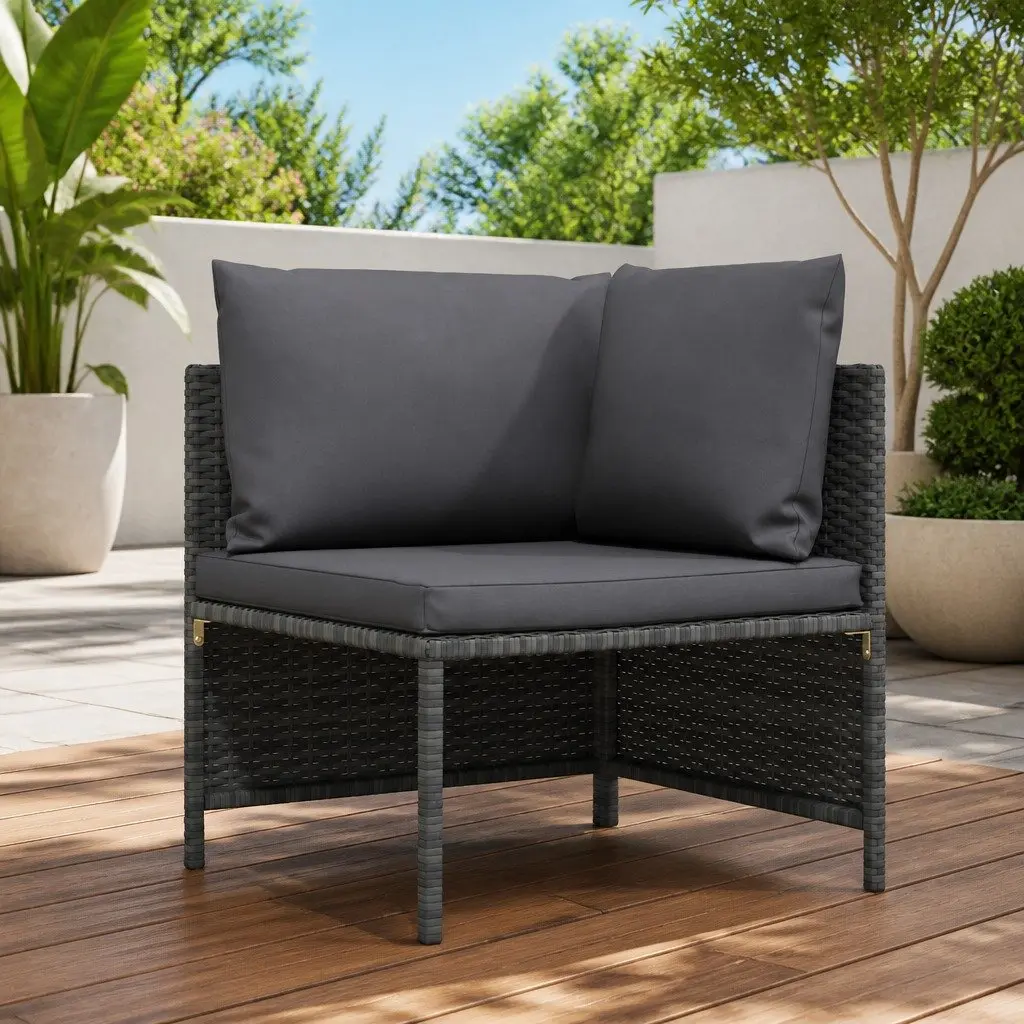 Outdoor Sectional Corner Sofa Grey PE Rattan Weather-Resistant