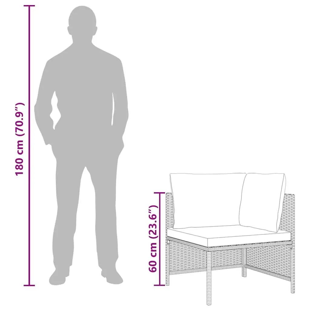 Outdoor Sectional Corner Sofa Grey PE Rattan Weather-Resistant