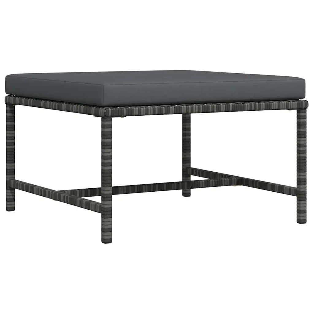Outdoor Footrest Ottoman Grey Rattan Modular with Removable Cushion