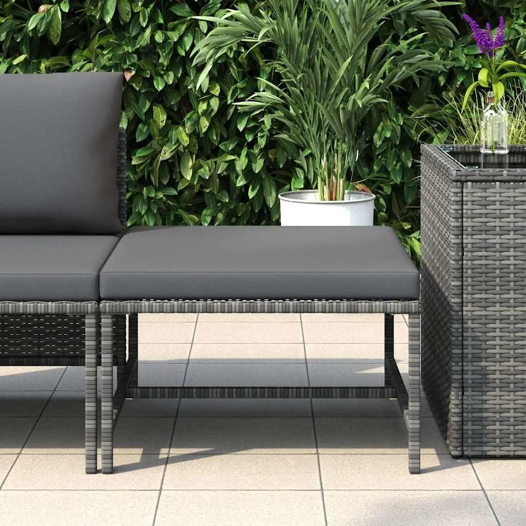 Outdoor Footrest Ottoman Grey Rattan Modular with Removable Cushion