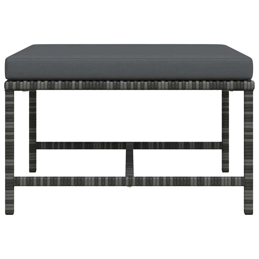 Outdoor Footrest Ottoman Grey Rattan Modular with Removable Cushion