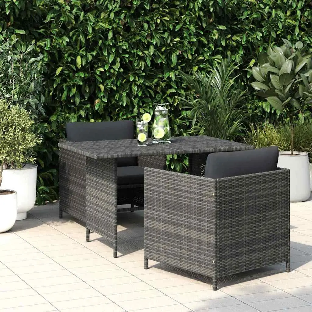 Garden Dining Table Grey Poly Rattan Outdoor Patio Furniture 110 x 70 x 65 cm
