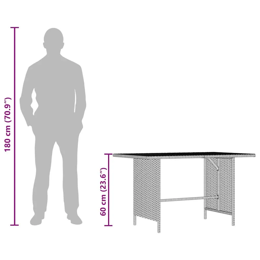 Garden Dining Table Grey Poly Rattan Outdoor Patio Furniture 110 x 70 x 65 cm