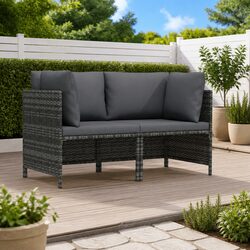 2-Seater Garden Sofa Outdoor Patio Sectional Lounge Seat with Cushions Grey