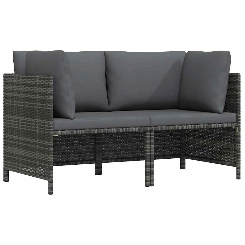 2-Seater Garden Sofa Outdoor Patio Sectional Lounge Seat with Cushions Grey