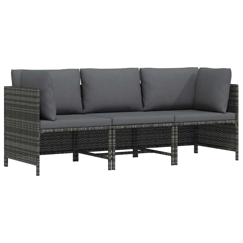 3-Seater Garden Sofa Outdoor Lounge PE Rattan Patio Furniture Grey
