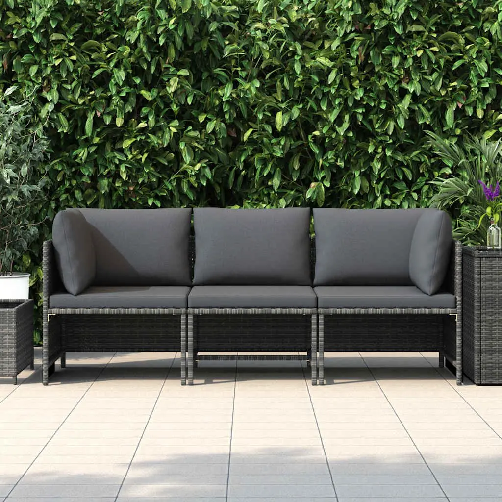 3-Seater Garden Sofa Outdoor Lounge PE Rattan Patio Furniture Grey