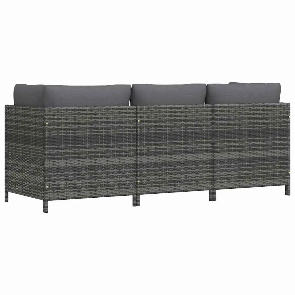 3-Seater Garden Sofa Outdoor Lounge PE Rattan Patio Furniture Grey