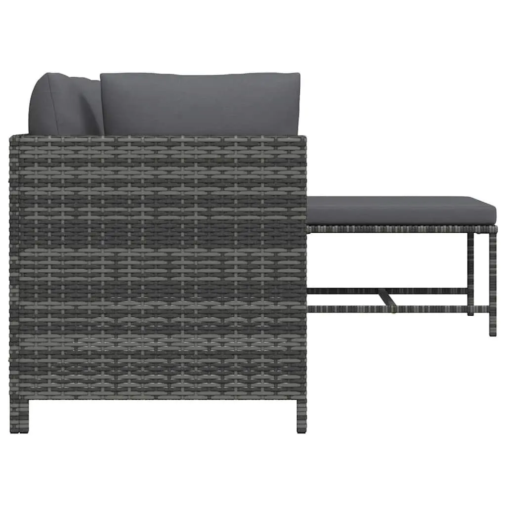 Garden Lounge Set 4 Piece Outdoor Patio Sofa Set Grey Poly Rattan with Cushions